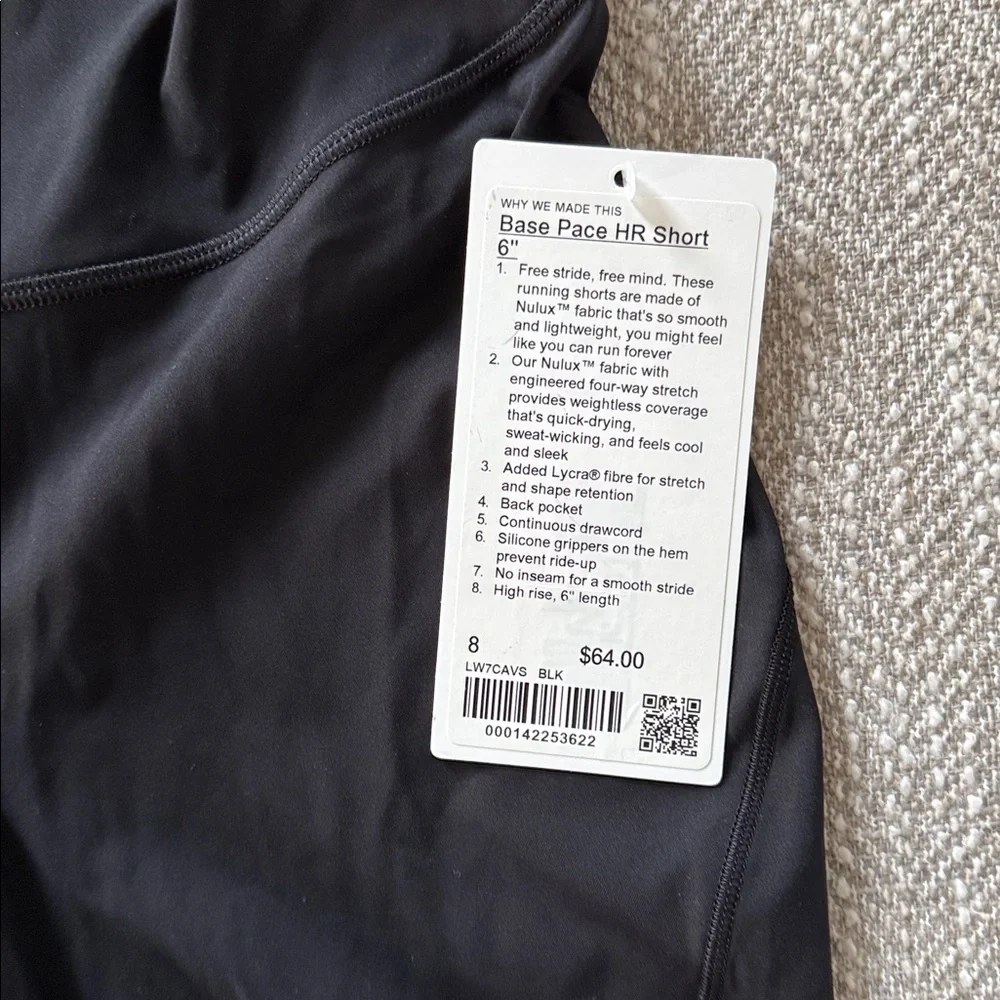 NWT lululemon base pace HR short 6inch - Picture 2 of 4